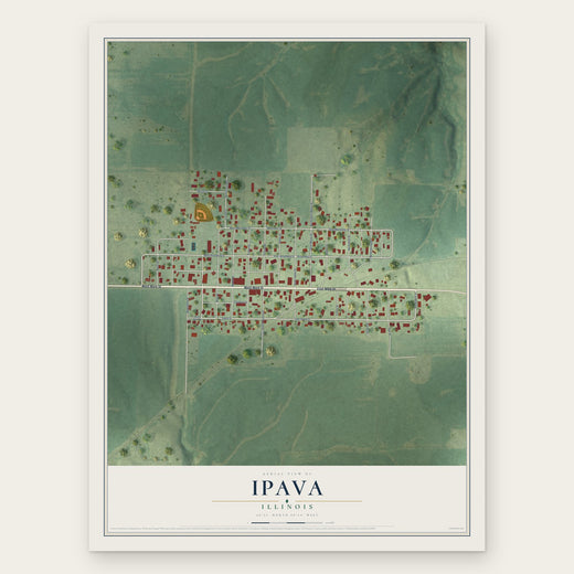 Ipava, Illinois map print, the full design