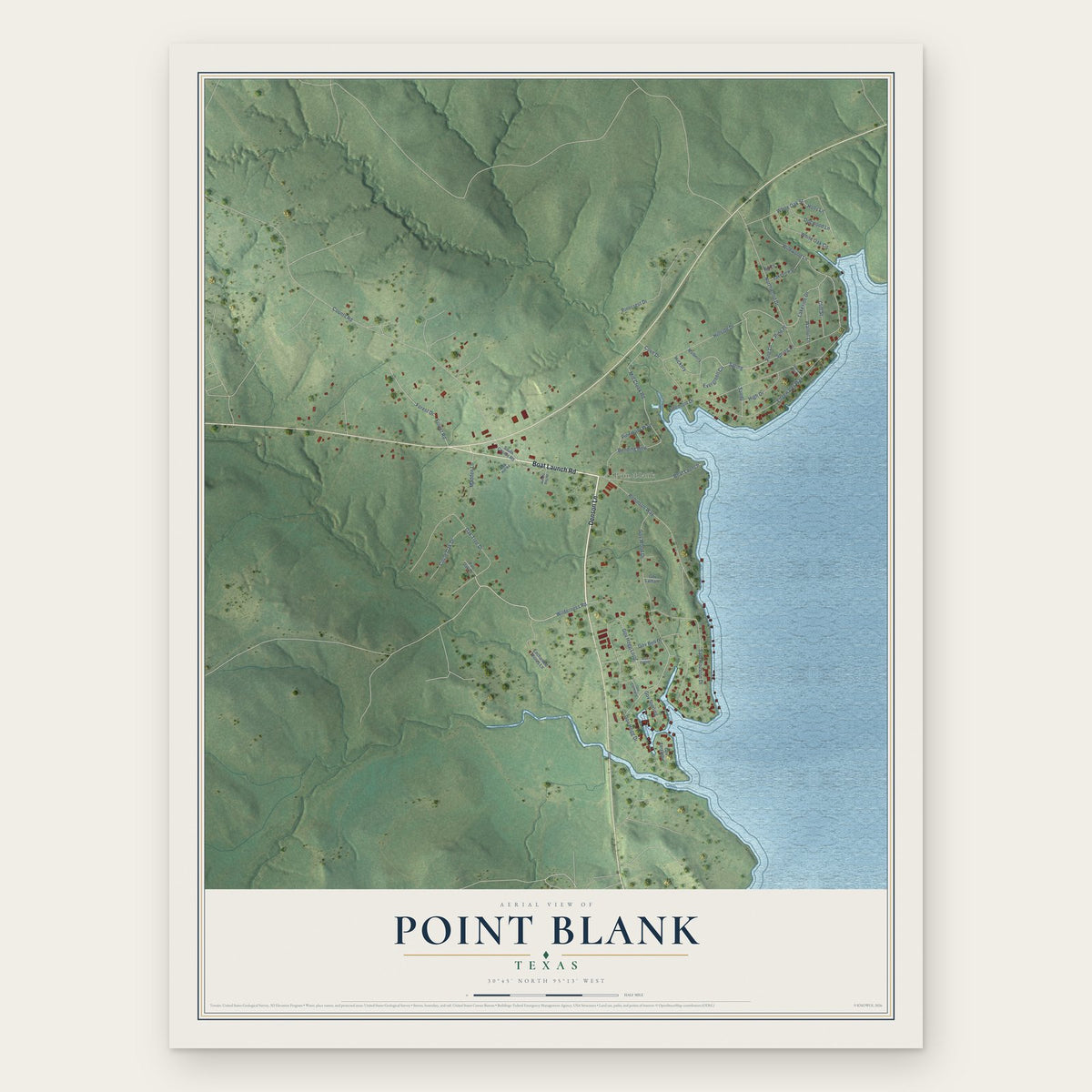 Point Blank, Texas map print, the full design