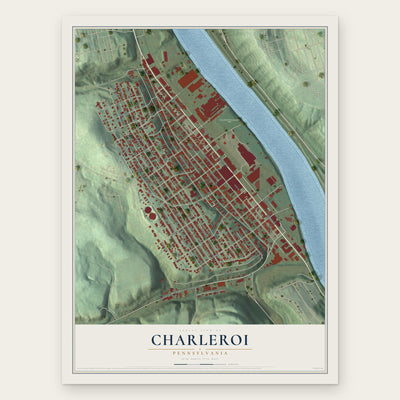 Charleroi, Pennsylvania map print, the full design