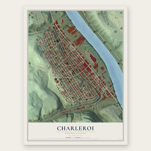 Charleroi, Pennsylvania map print, the full design