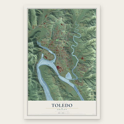 Toledo, Oregon map print, the full design