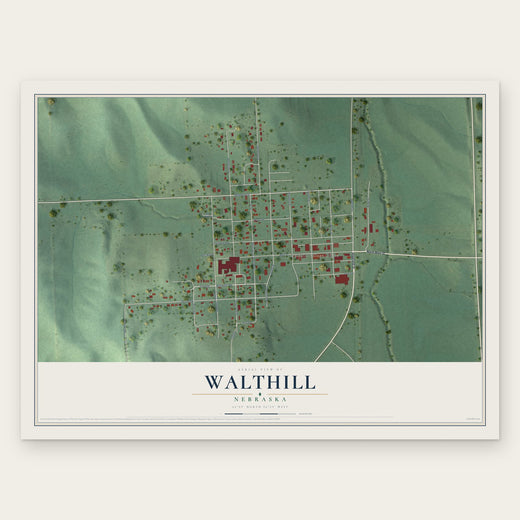 Walthill, Nebraska map print, the full design