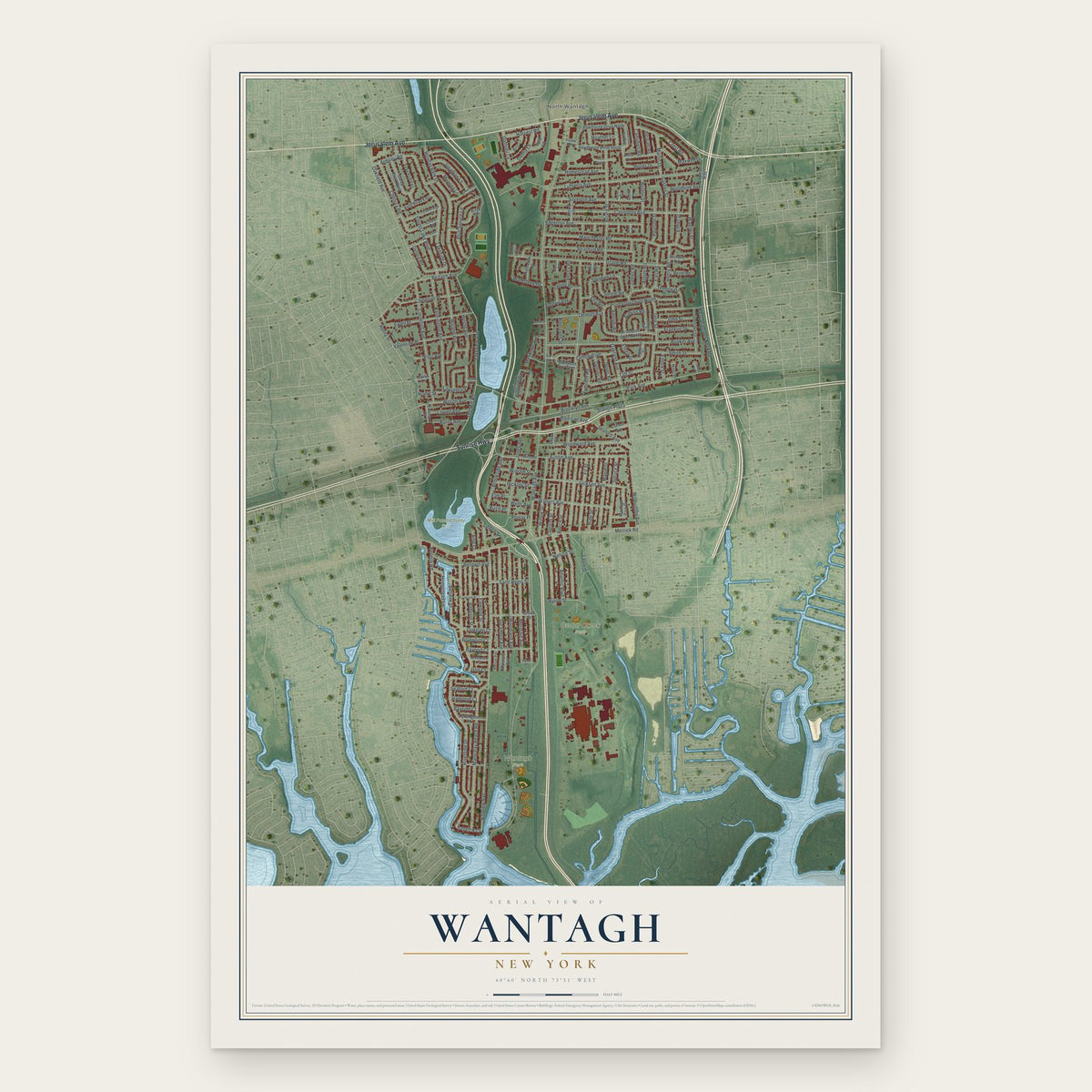 Wantagh, New York map print, the full design