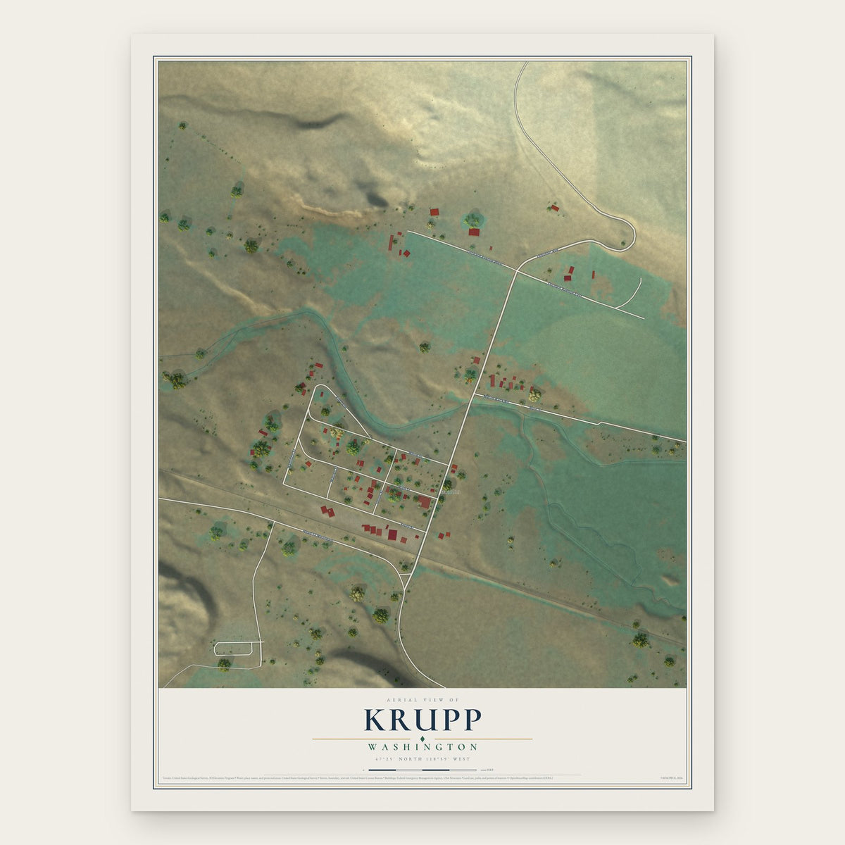 Krupp, Washington map print, the full design