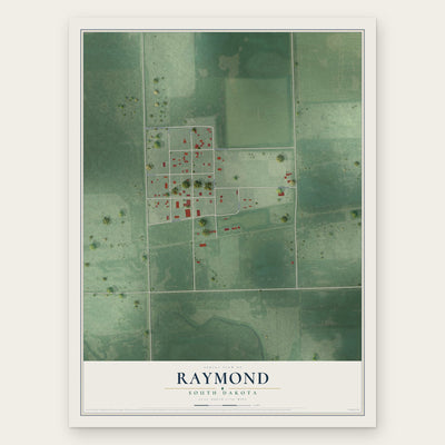 Raymond, South Dakota map print, the full design