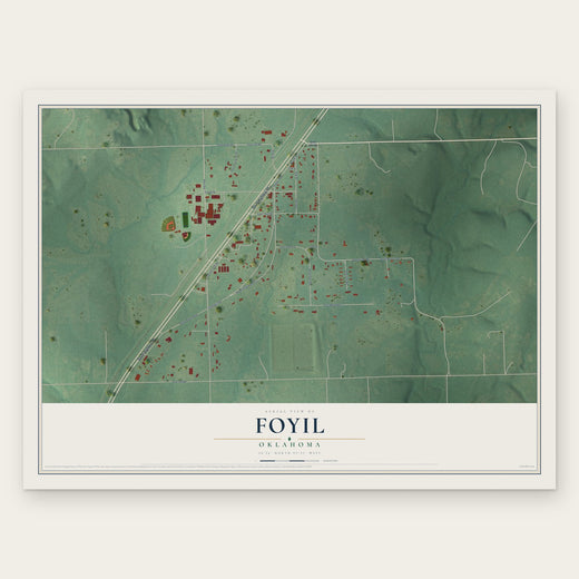 Foyil, Oklahoma map print, the full design