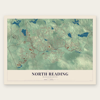 North Reading, Massachusetts map print, the full design