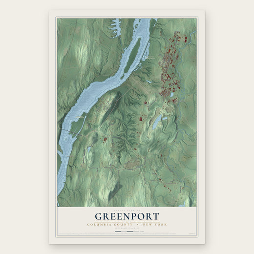 Greenport, Columbia County, New York map print, the full design