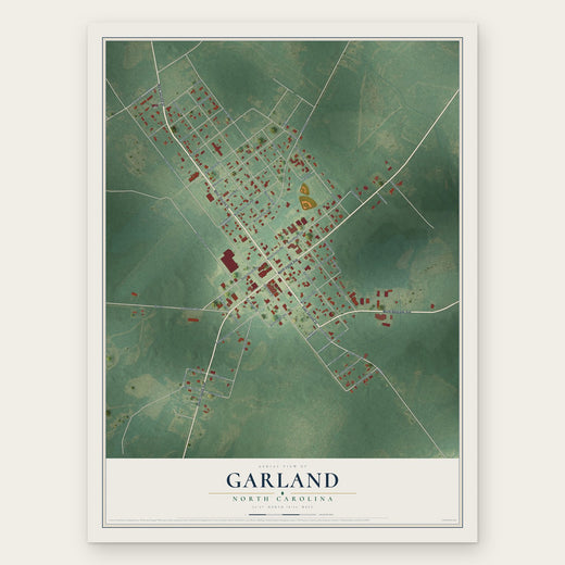 Garland, North Carolina map print, the full design