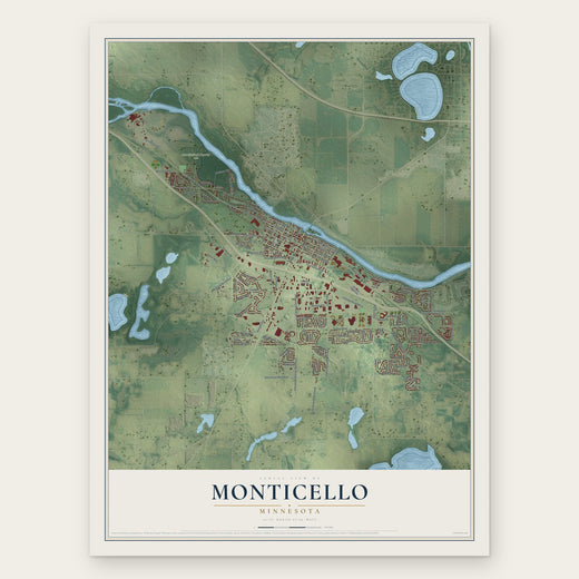 Monticello, Minnesota map print, the full design