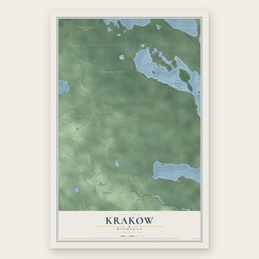 Krakow, Michigan map print, the full design
