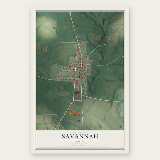 Savannah, Ohio map print, the full design