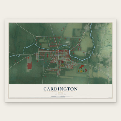 Cardington, Ohio map print, the full design
