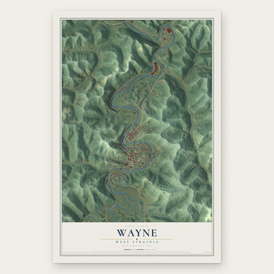 Wayne, West Virginia map print, the full design