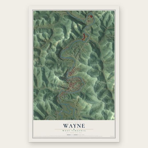Wayne, West Virginia map print, the full design