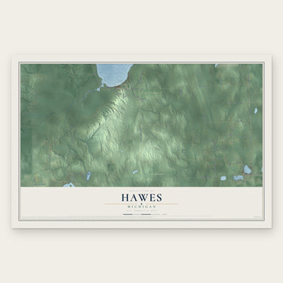 Hawes, Michigan map print, the full design