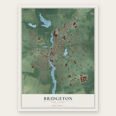 Bridgeton, New Jersey map print, the full design