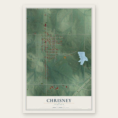 Chrisney, Indiana map print, the full design
