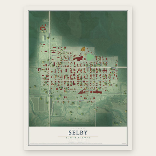 Selby, South Dakota map print, the full design