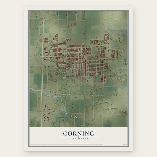 Corning, California map print, the full design