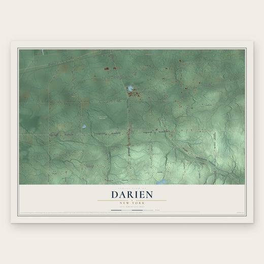 Darien, New York map print, the full design