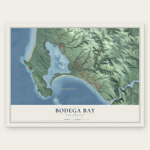 Bodega Bay, California map print, the full design