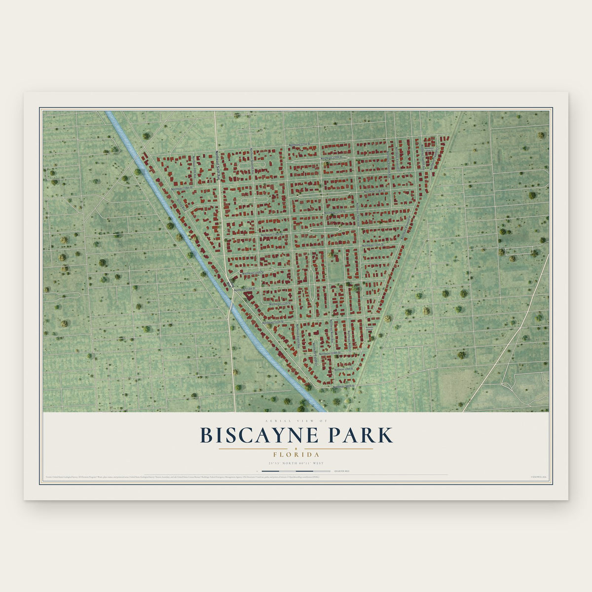 Biscayne Park, Florida map print, the full design