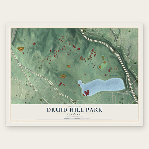 Druid Hill Park, Maryland map print, the full design