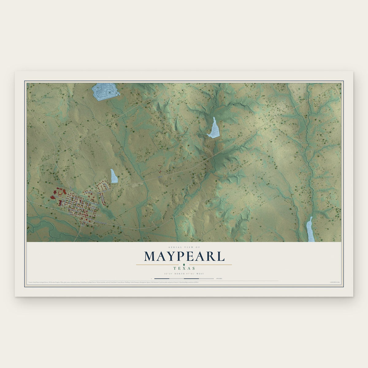 Maypearl, Texas map print, the full design