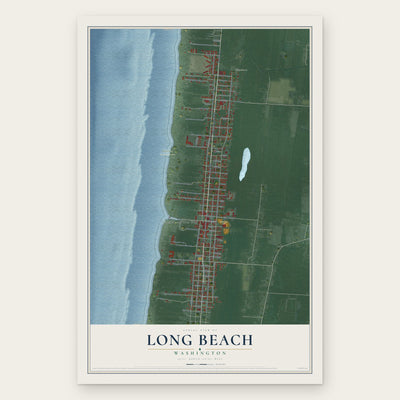 Long Beach, Washington map print, the full design