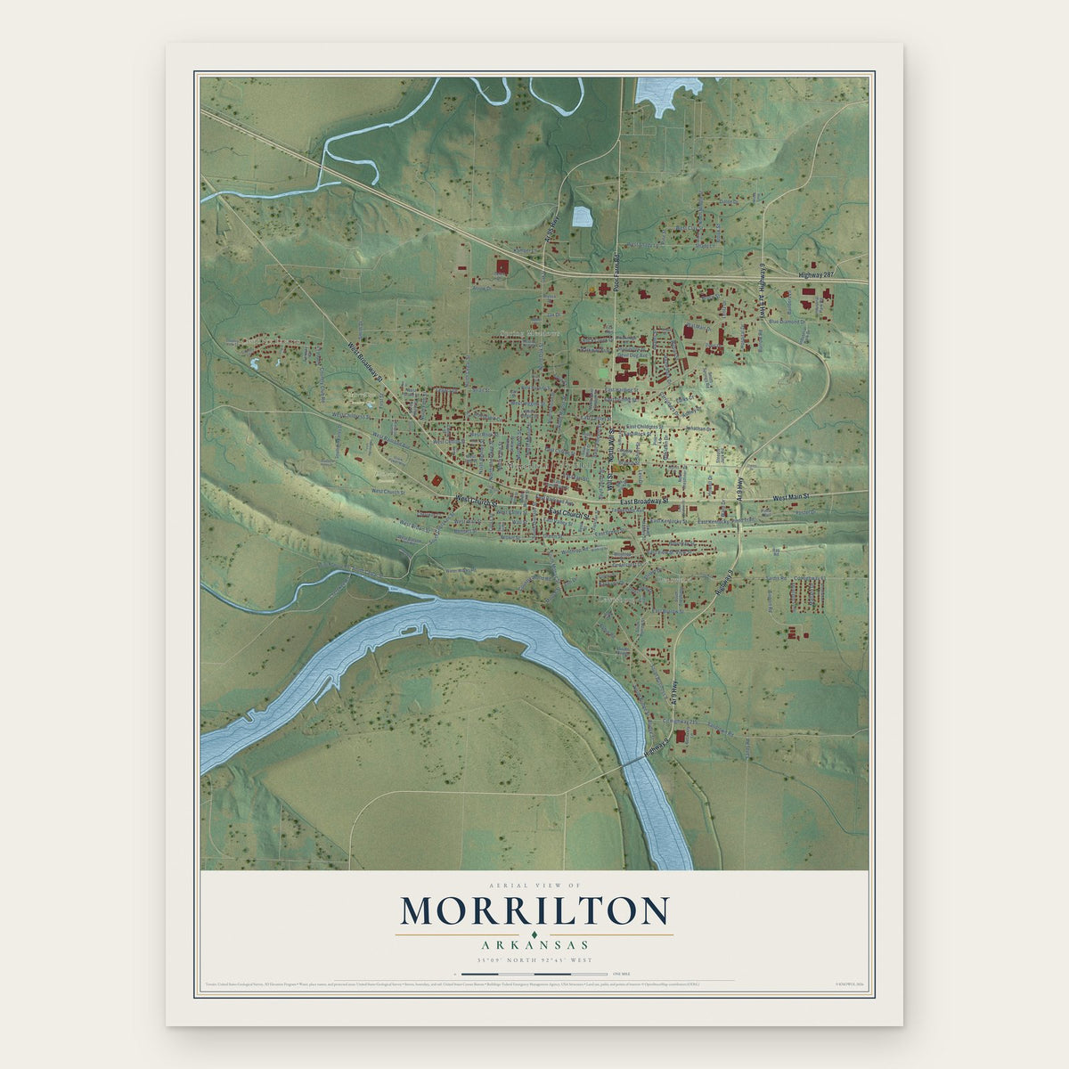 Morrilton, Arkansas map print, the full design