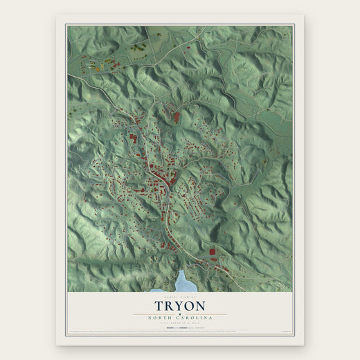 Tryon, North Carolina map print, the full design