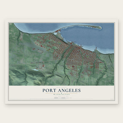 Port Angeles, Washington map print, the full design