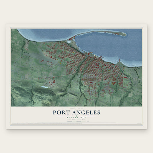 Port Angeles, Washington map print, the full design