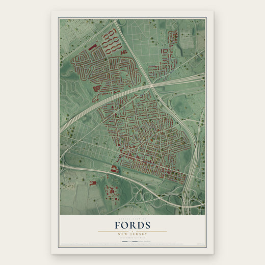 Fords, New Jersey map print, the full design