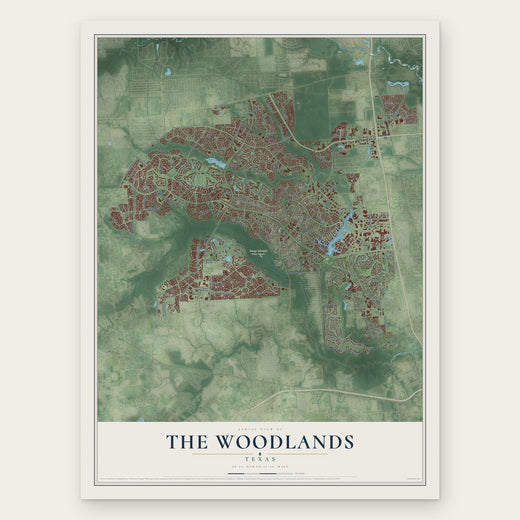 The Woodlands, Texas map print, the full design