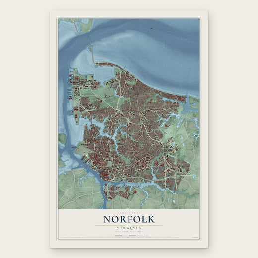 Norfolk, Virginia map print, the full design