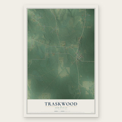 Traskwood, Arkansas map print, the full design