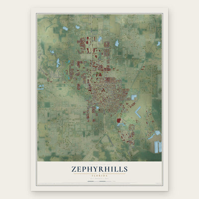 Zephyrhills, Florida map print, the full design