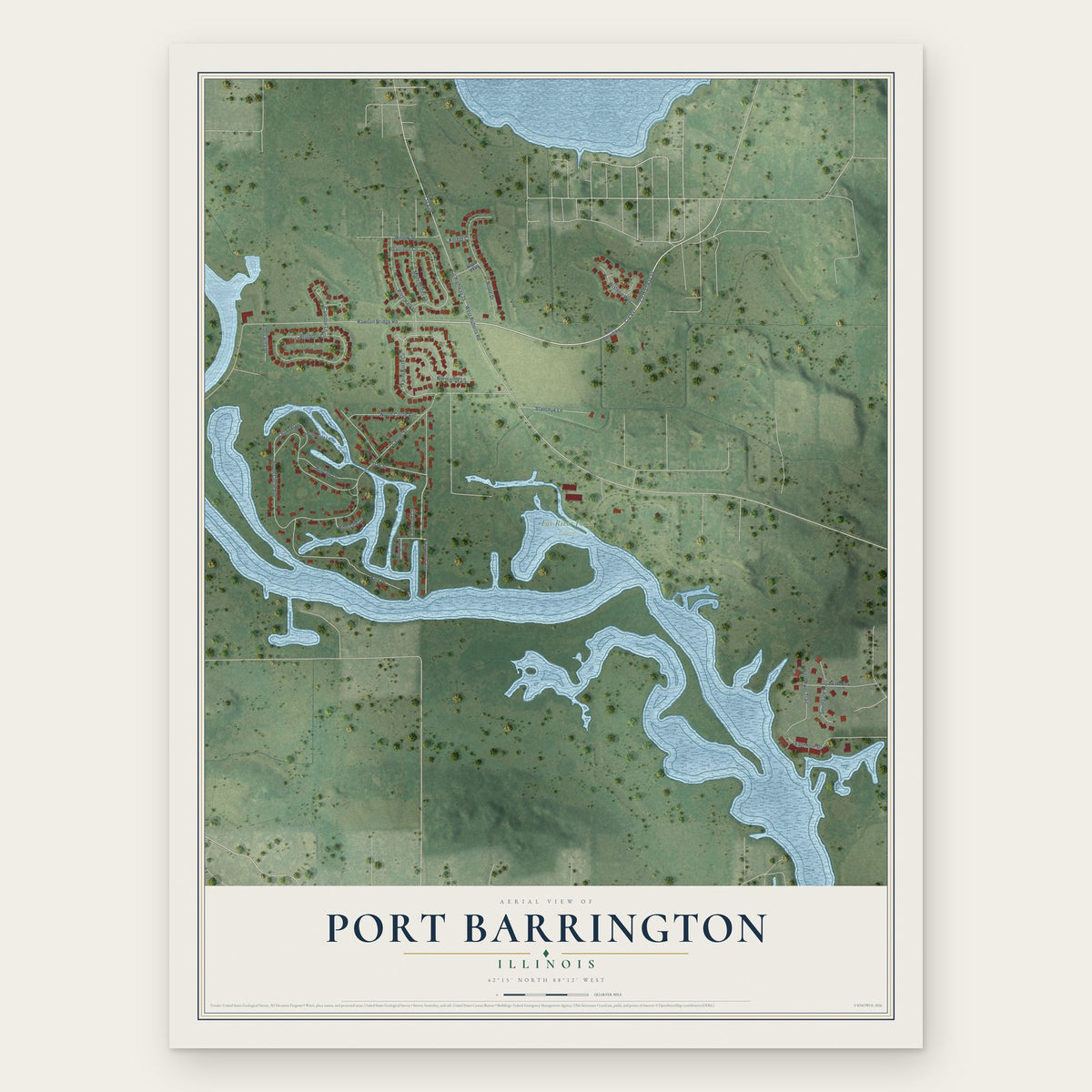 Port Barrington, Illinois map print, the full design