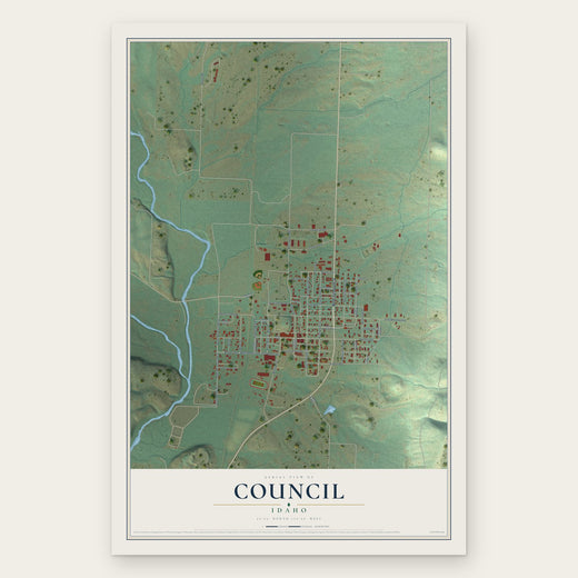 Council, Idaho map print, the full design
