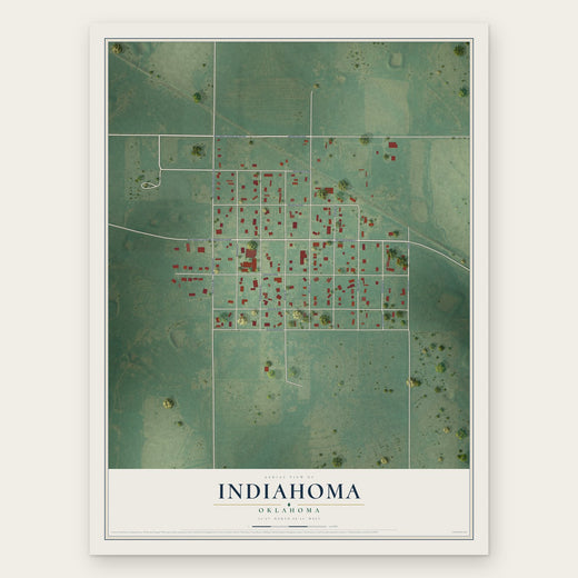 Indiahoma, Oklahoma map print, the full design