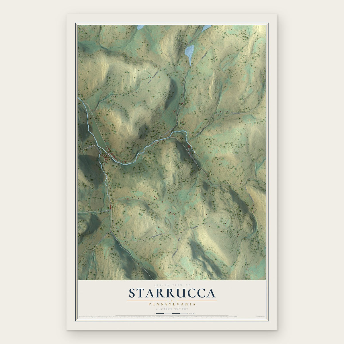 Starrucca, Pennsylvania map print, the full design