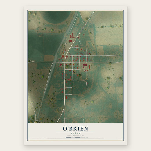O'Brien, Texas map print, the full design