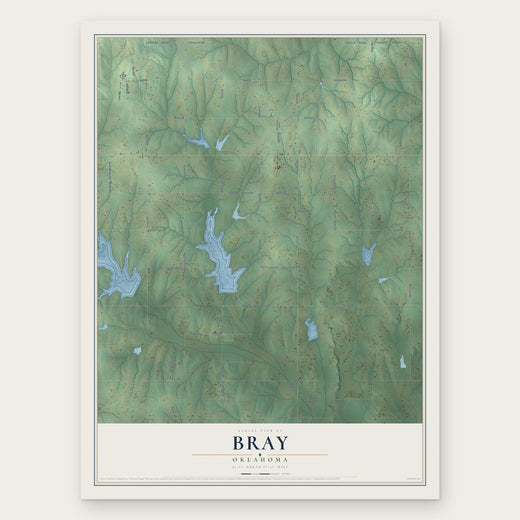 Bray, Oklahoma map print, the full design