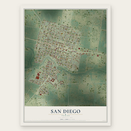 San Diego, Texas map print, the full design