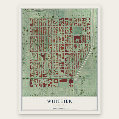 Whittier, Minnesota map print, the full design