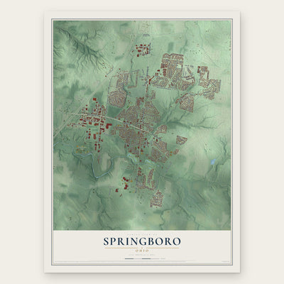 Springboro, Ohio map print, the full design