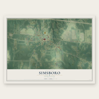 Simsboro, Louisiana map print, the full design