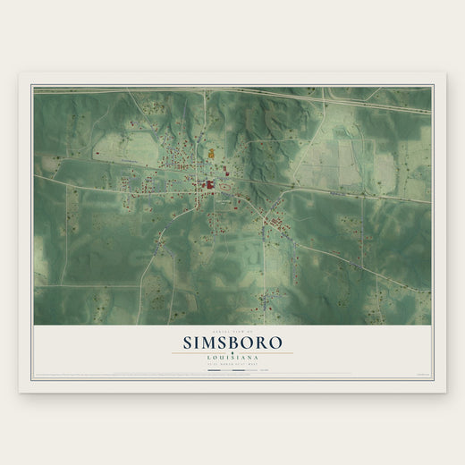 Simsboro, Louisiana map print, the full design